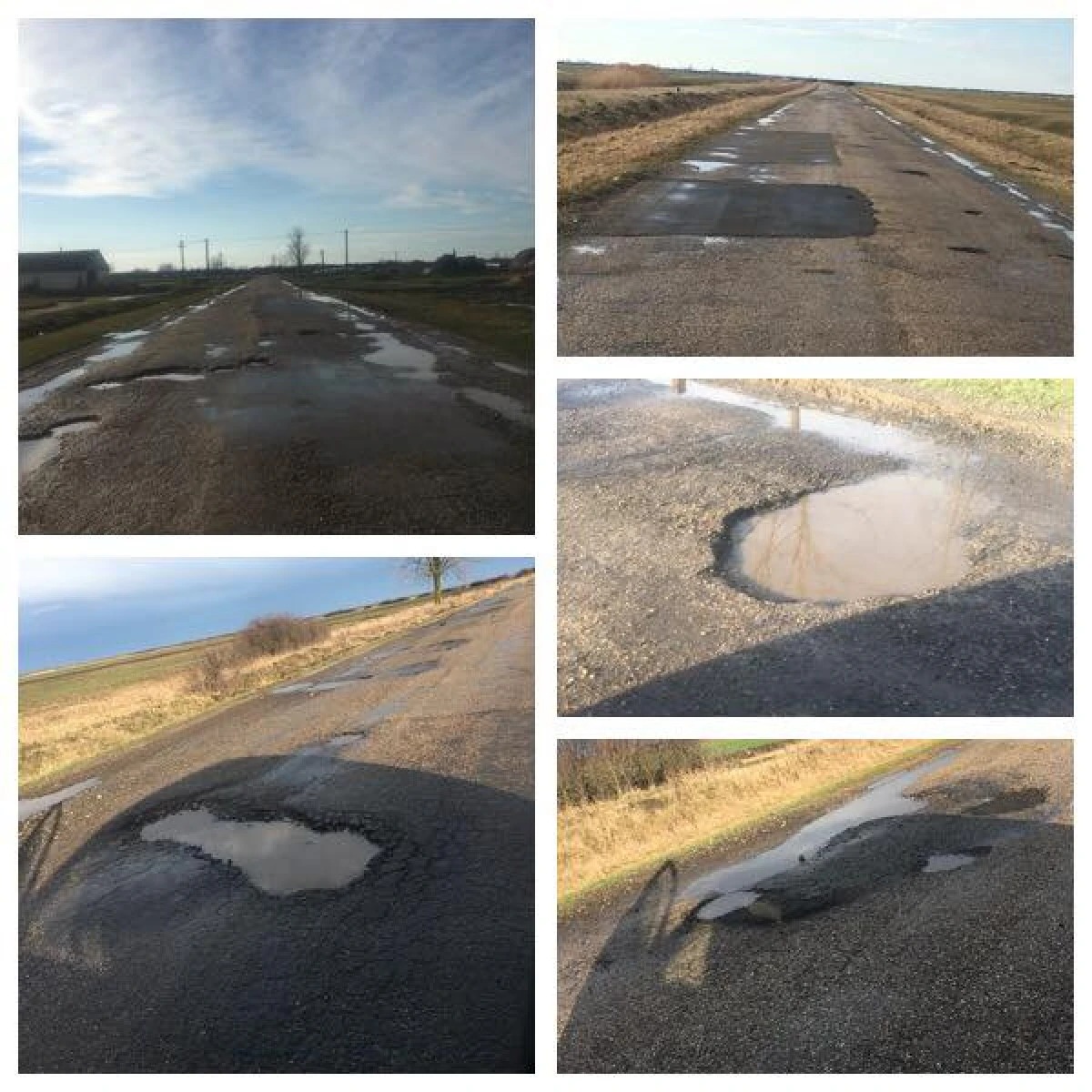 (FOTO) Imagini de coșmar, cu un drum județean plin de gropi