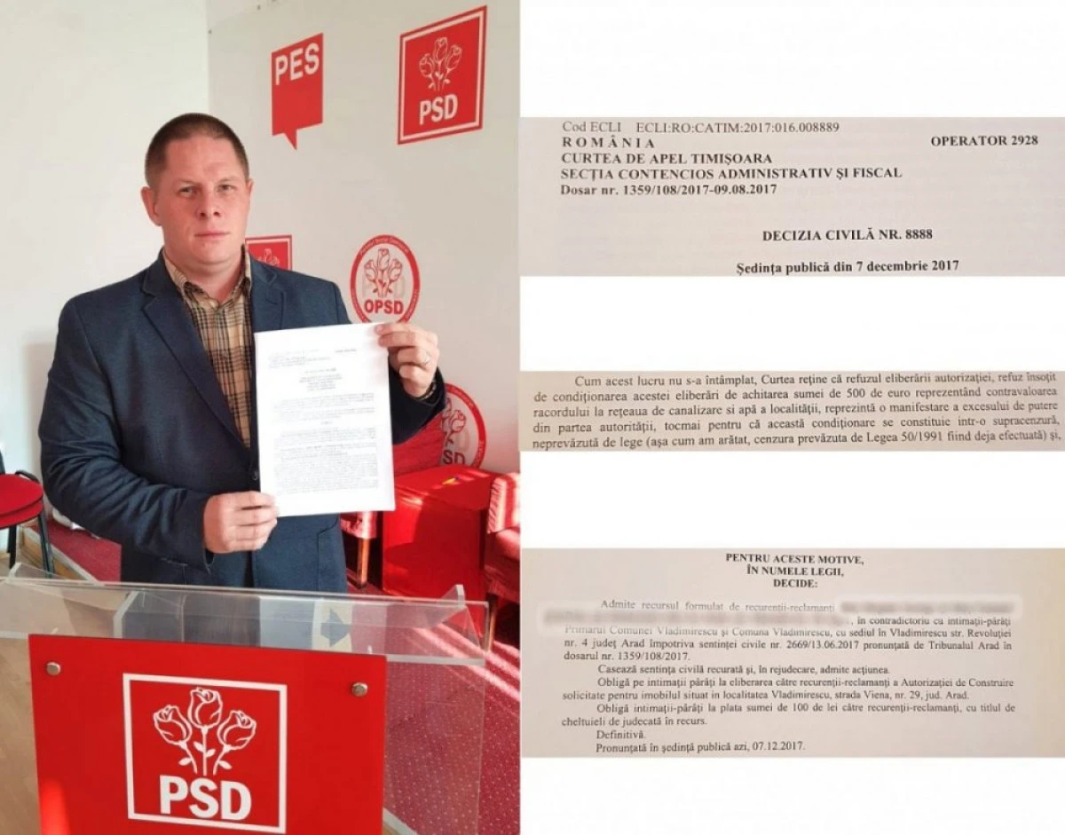 Francisc Kempf: ”Primarul din Vladimirescu încalcă legea şi pierde în instanţă taxa impusă cartierelor private”