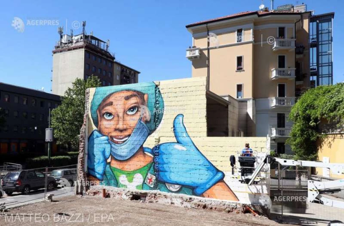 Frescă gigantică la Milano, în cinstea medicilor din prima linie