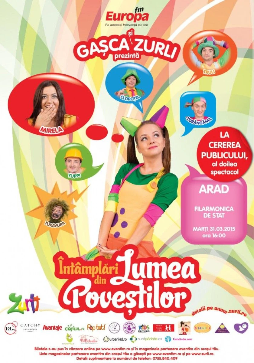 GASCA ZURLI REVINE LA ARAD CU SPECTACOLUL „INTAMPLARI DIN LUMEA POVESTILOR“