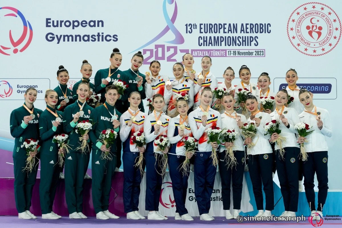 Gimnaștii arădeni au semnat șapte din cele opt medalii tricolore la Europenele de aerobic: Melissa Fărcuța, de patru ori campioană! (FOTO)