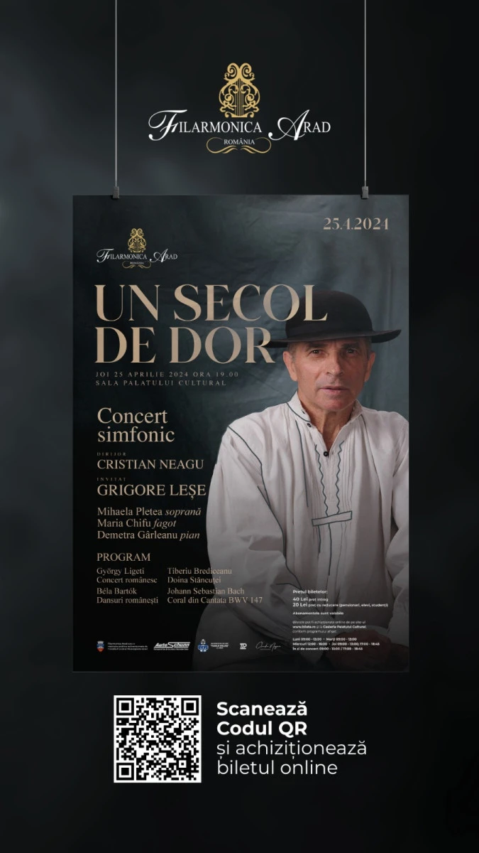 Grigore Leșe va susține concertul simfonic „UN SECOL DE DOR“, la Filarmonica Arad