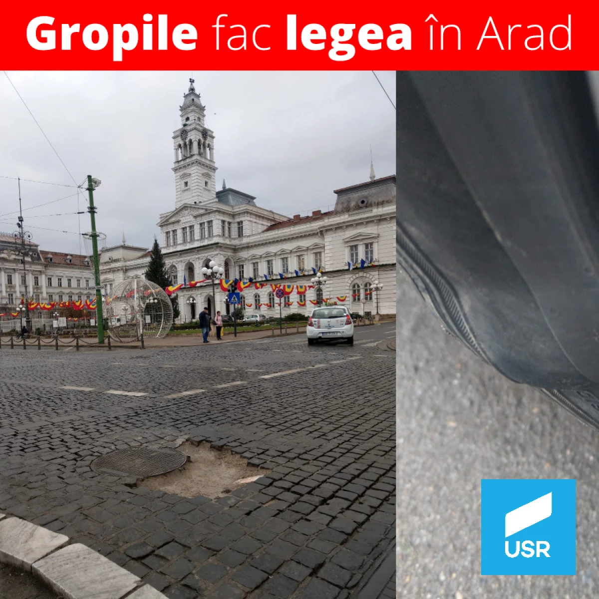 Gropile fac legea în centrul Aradului