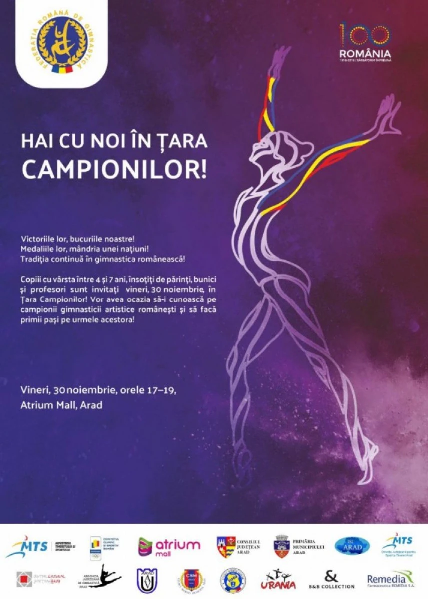 ”Hai cu noi în țara campionilor!”. Cei mai buni gimnaști români vin la Arad