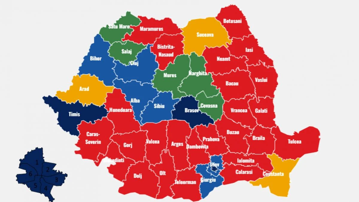 HARTA rezultatelor alegerilor parlamentare, unde au câștigat PSD, AUR, USR