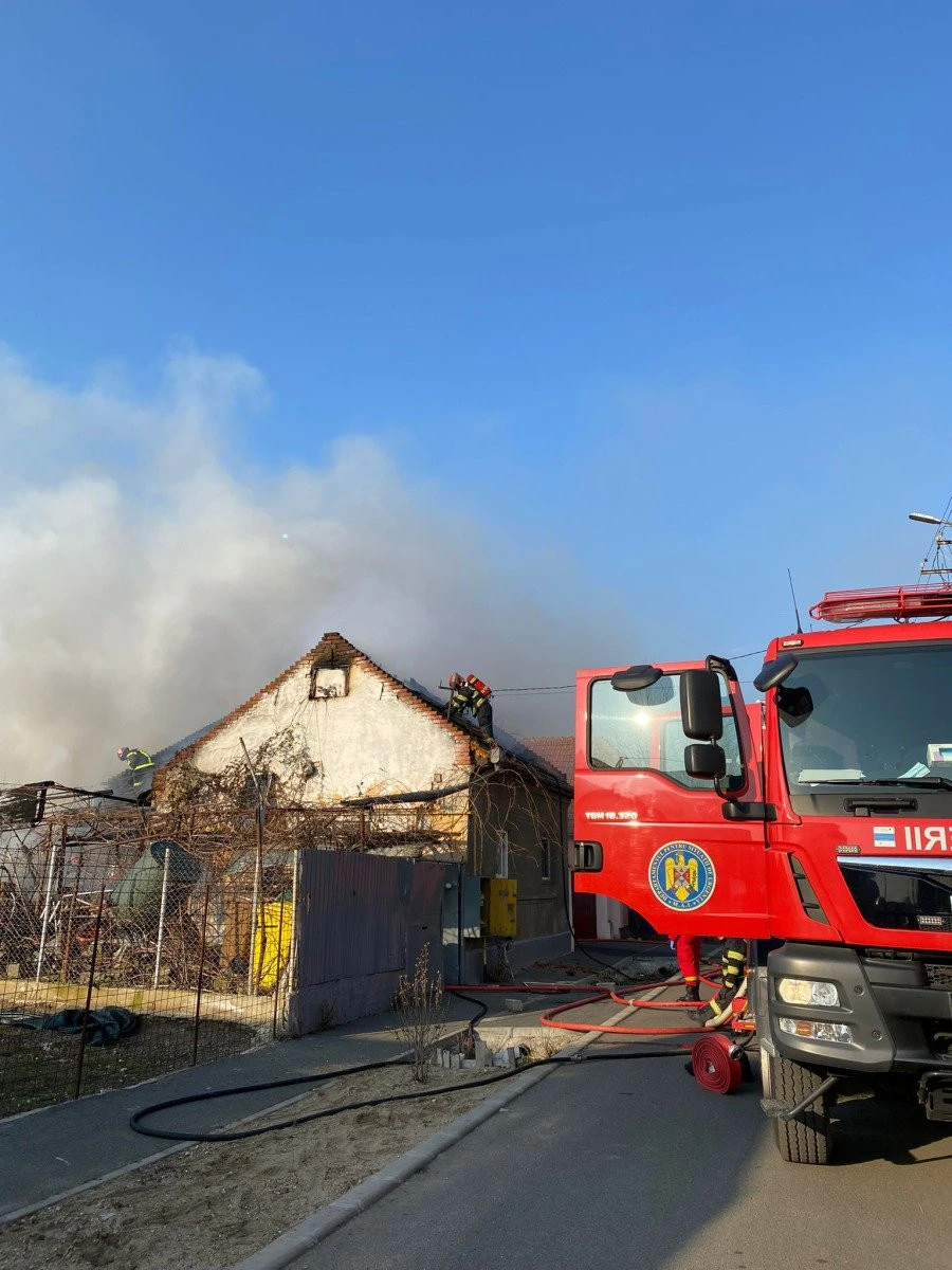Incendiu violent în Micălaca. Mai multe clădiri sunt în pericol