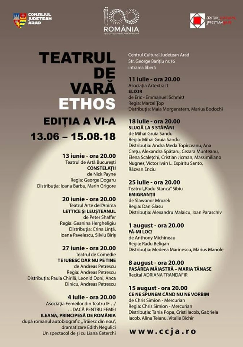 Începe Teatrul de Vară Ethos 2018