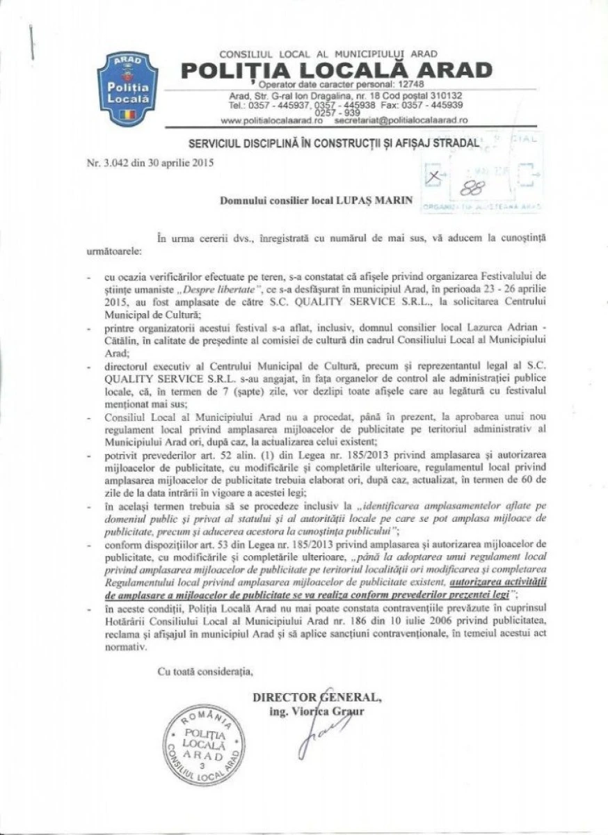 INCREDIBIL ! POLITIA LOCALA CONFIRMA FAPTUL CA PRIMARUL FALCA A FACUT ABUZURI IN CAMPANIA ELECTORALA