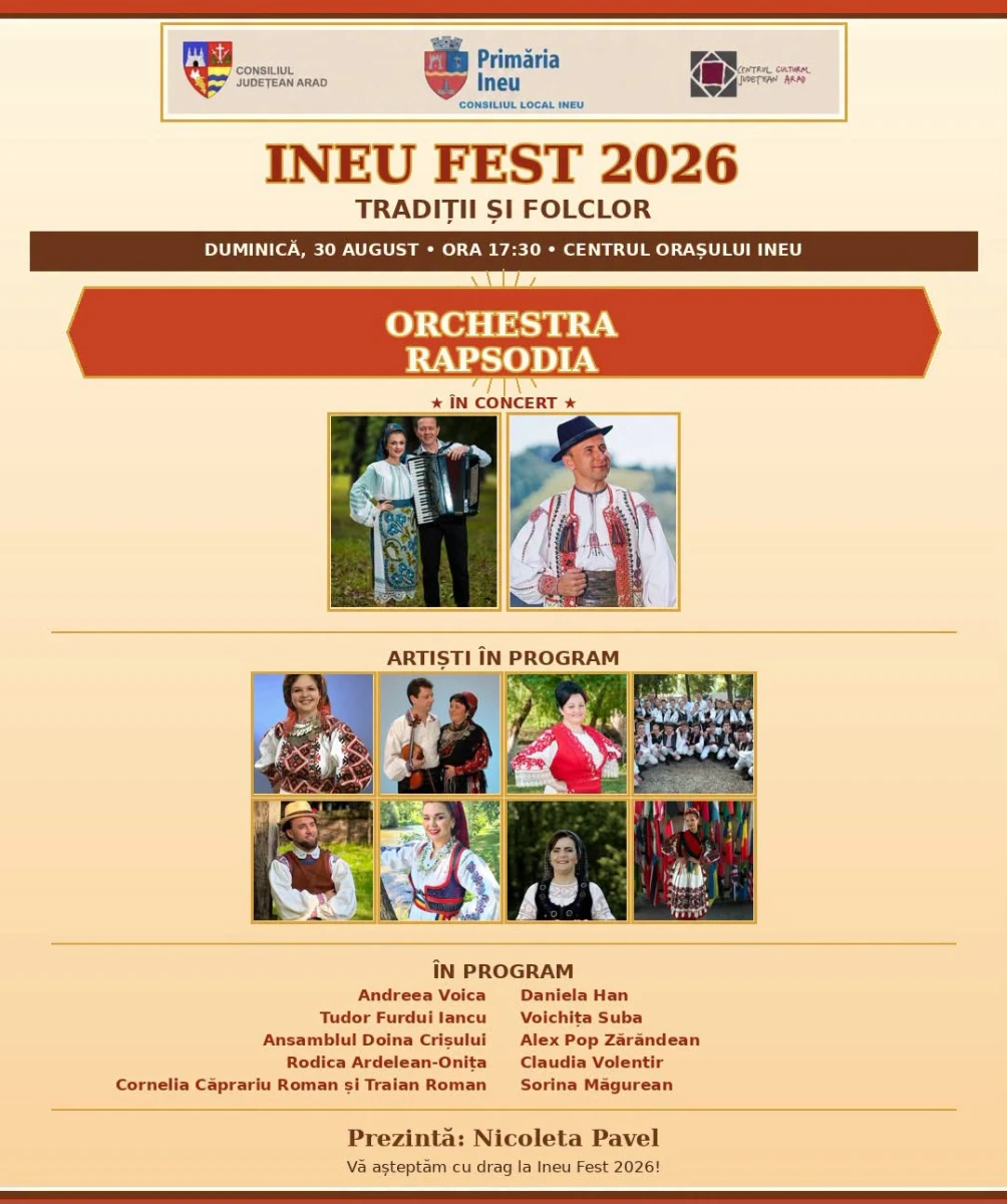 Ineu Fest 2026: o seară cu nume importante ale folclorului românesc, duminică, în centrul orașului