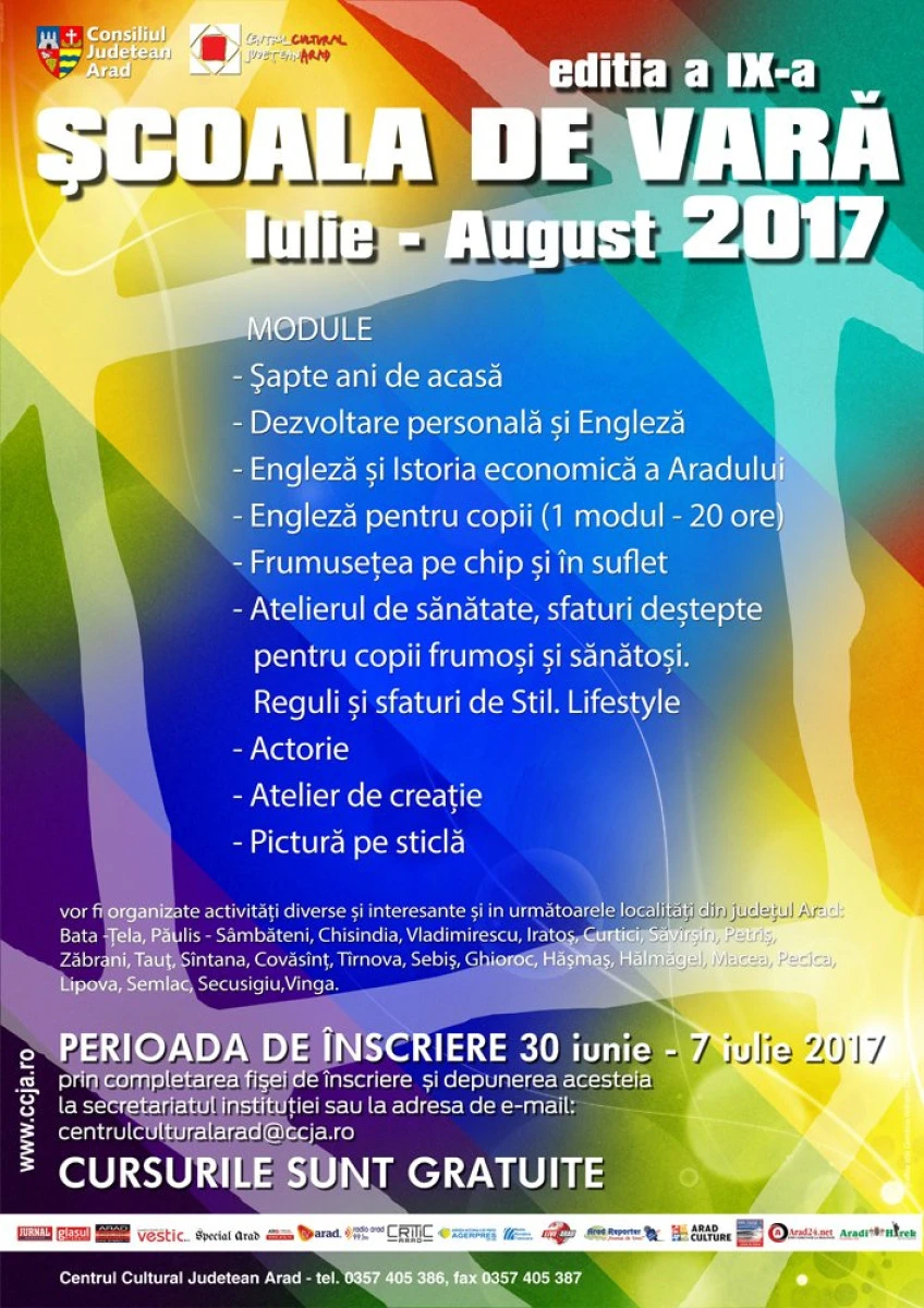 Înscrieri pentru Școala de Vară, organizată de CCJ Arad