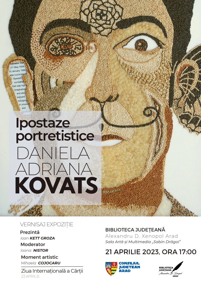 „Ipostaze portretistice” în mozaic cu semințe: o inedită expoziție de artă la Biblioteca Județeană Arad
