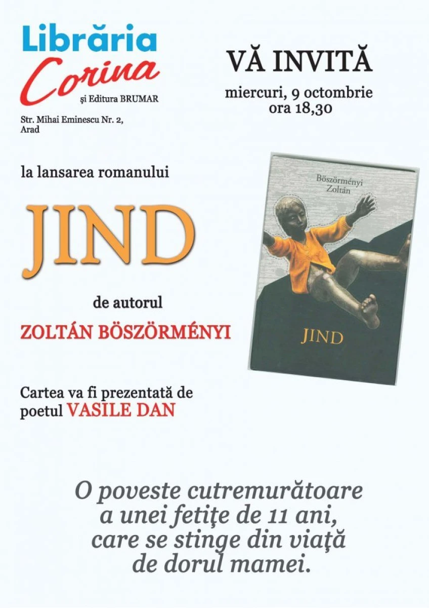 Lansarea romanului JIND, la Arad