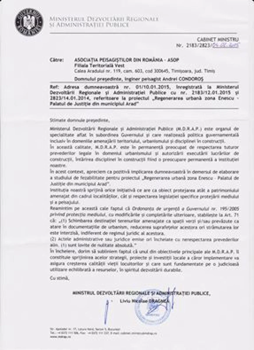 MINISTERUL DEZVOLTARII CONFIRMA: PRIMARIA INCALCA LEGEA IN PRIVINTA PARCULUI EMINESCU