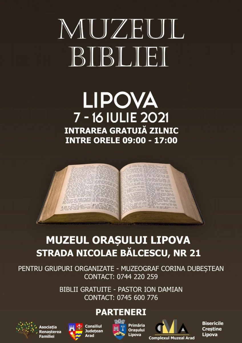 Muzeul Bibliei la Lipova, 7 – 16 iulie 2021