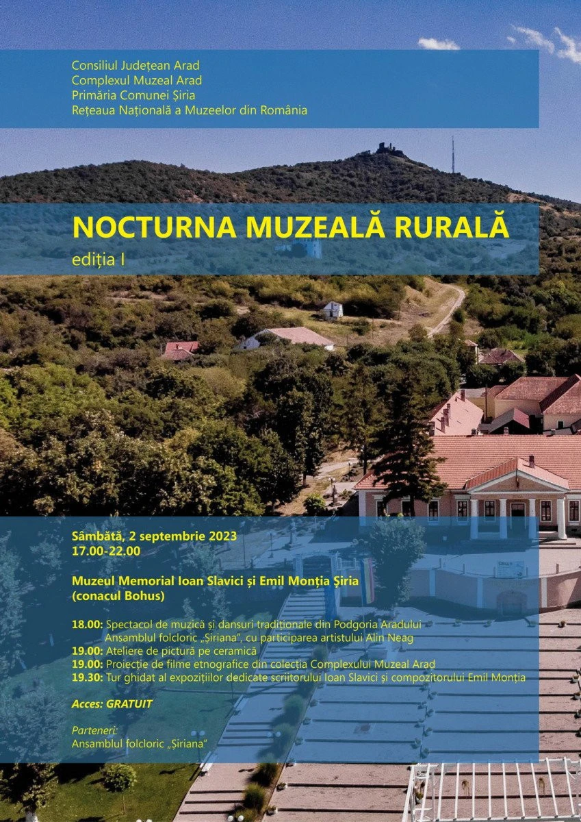„Noaptea Muzeelor la Sate“ ajunge sâmbătă la Săvârșin, Șiria și Ghioroc