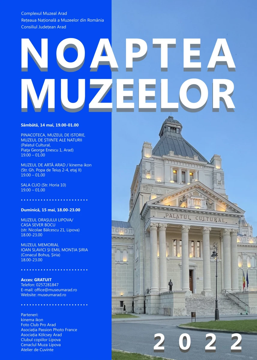 Noaptea Muzeelor va fi organizată la Arad, Lipova și Șiria