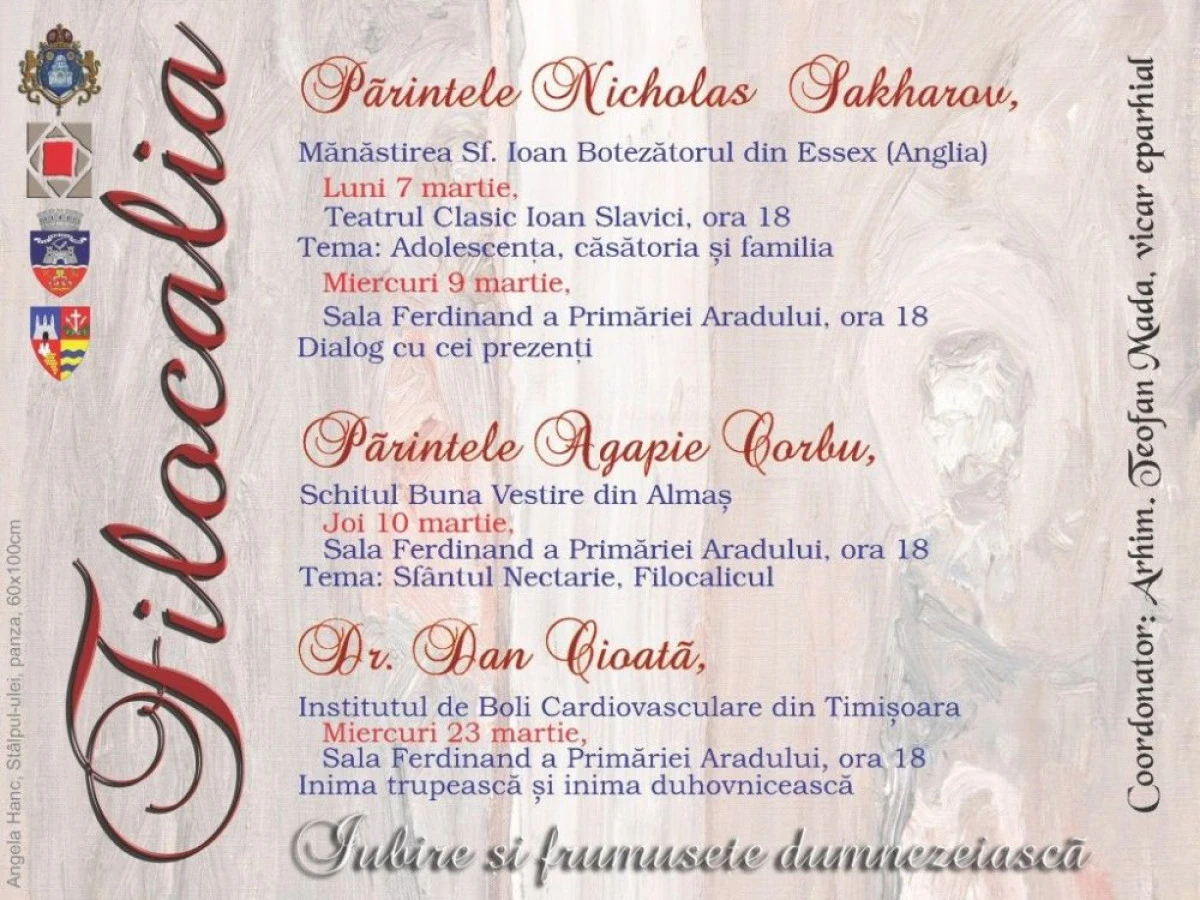 O NOUA EDITIE „FILOCALIA“ INCEPE IN ACEASTA SAPTAMANA, LA ARAD
