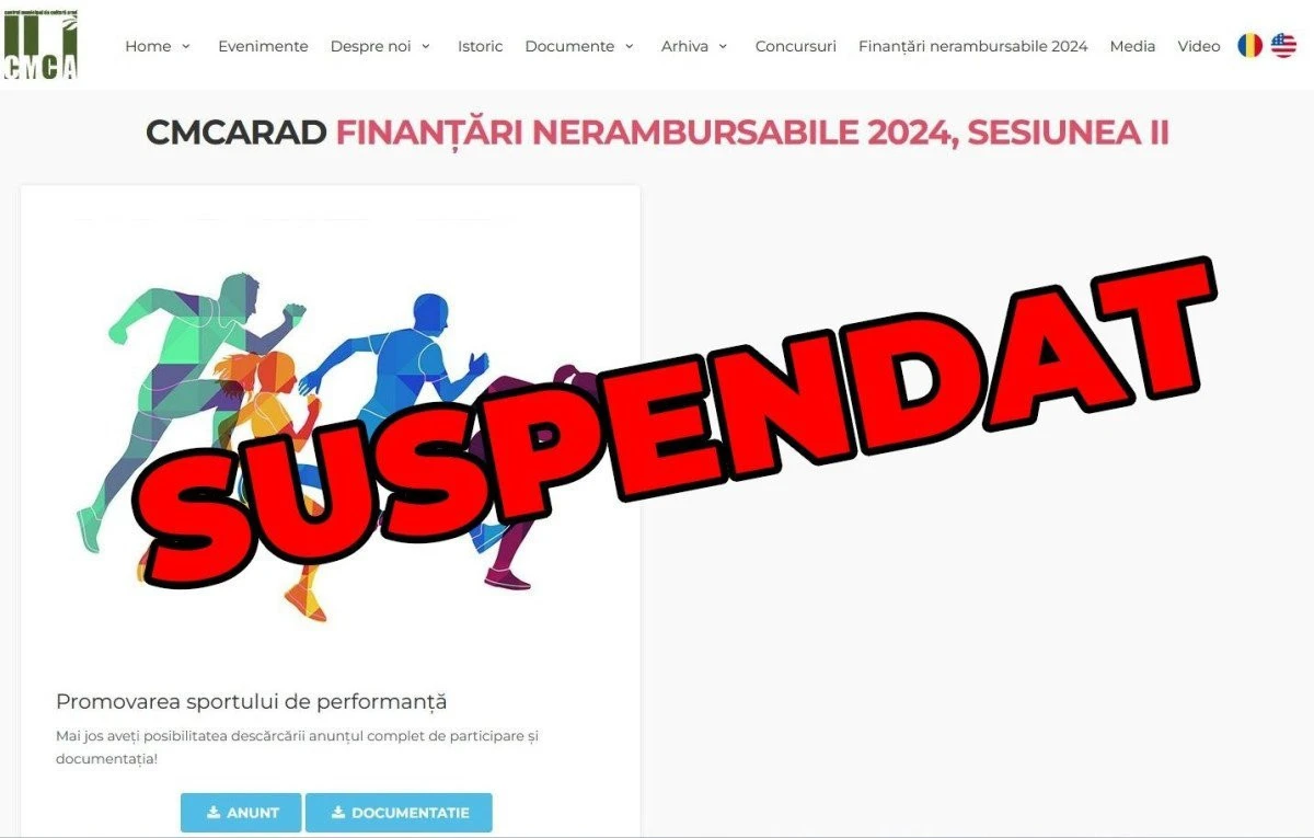 O nouă lovitură pentru sportul de performanță din Arad! CMCA a suspendat a doua sesiune de finanțări