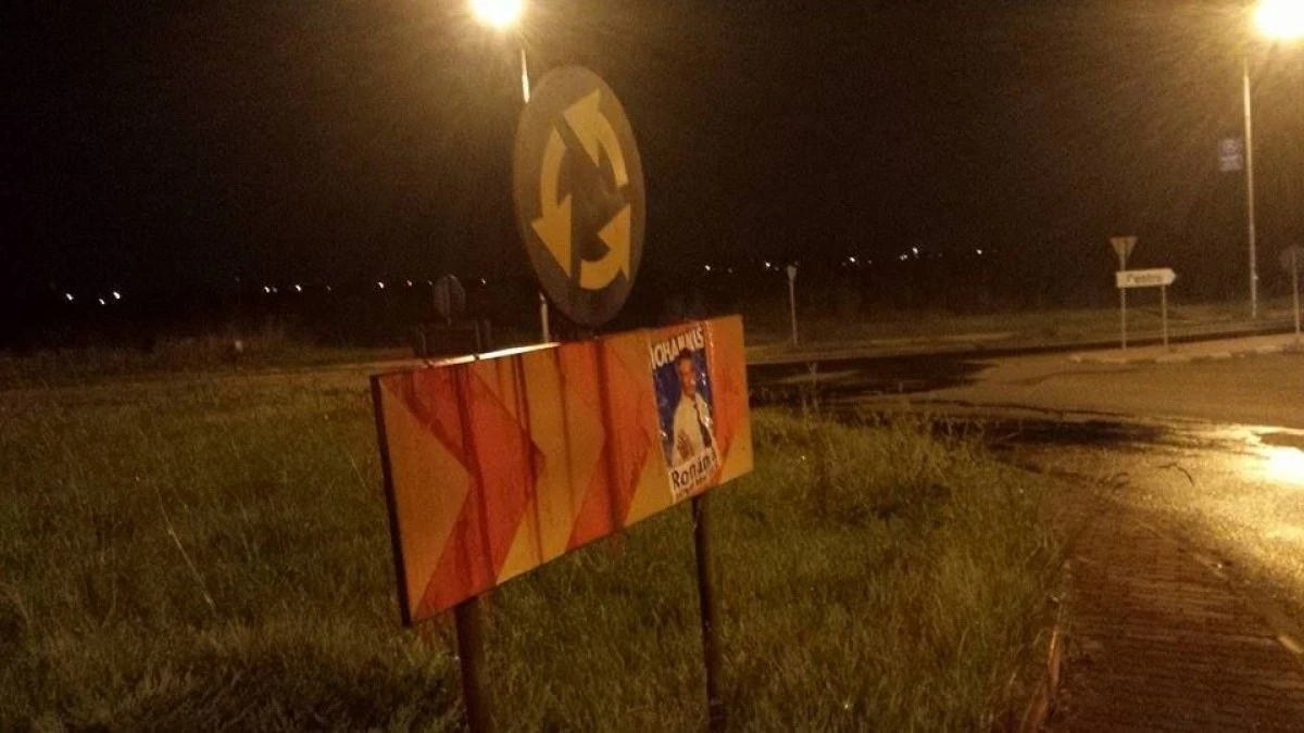 OAMENII LUI FALCA PUN AFISE ELECTORALE SI PE SEMNELE DE CIRCULATIE