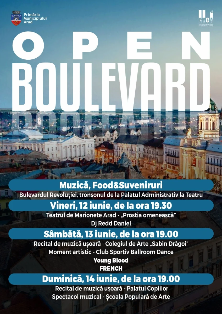 Open Boulevard, ediția 2026 - Muzică, food și alte atracții, în centrul Aradului