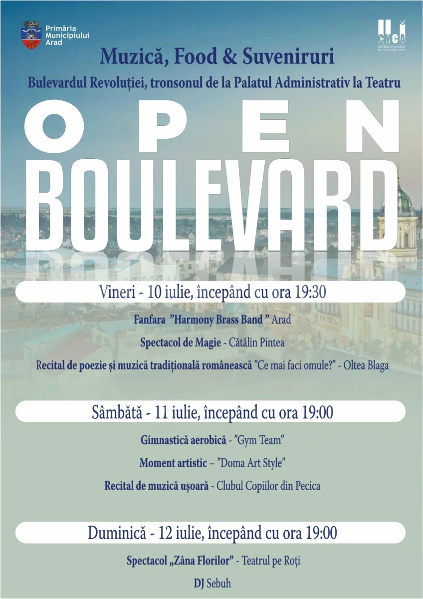 Open Boulevard - Spectacole, street-food și alte atracții, în centrul Aradului