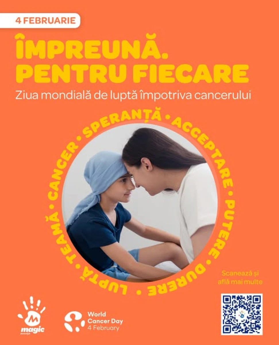 Palatul Administrativ iluminat în portocaliu cu ocazia  Zilei Mondiale a Luptei Împotriva Cancerului