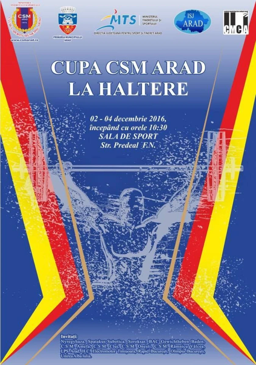 Participare internaţională la Cupa CSM Arad la haltere
