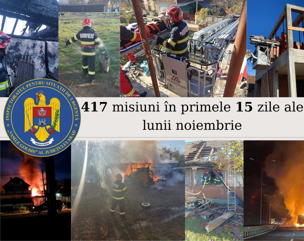 Peste 400 de intervenții ale pompierilor în prima jumătate a lui noiembrie