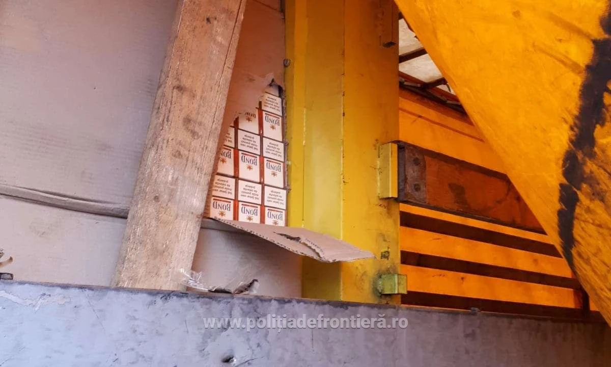 Peste 43.000 de pachete cu ţigări de contrabandă, descoperite într-un autocamion la P.T.F. Nădlac II