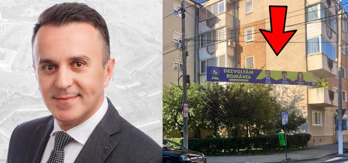 PNL Arad încalcă legea și umple orașul de bannere cu conținut electoral