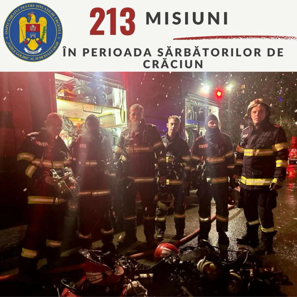 Pompierii arădeni au avut peste 200 de intervenții în perioada sărbătorilor de Crăciun