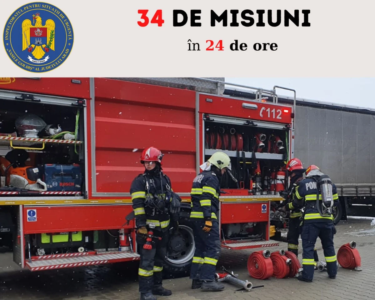 Pompierii arădeni au intervenit la două incendii, în ultimele 24 de ore