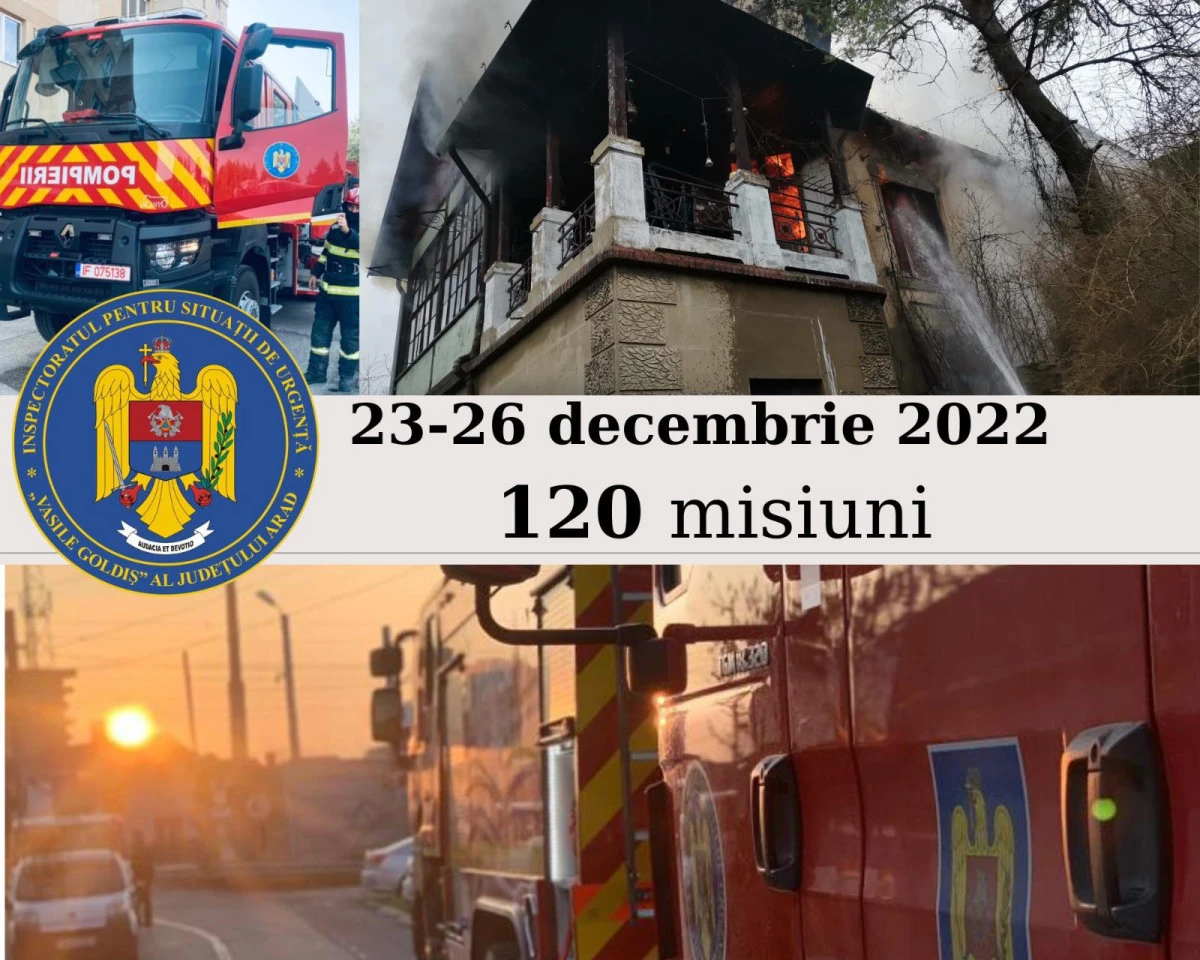 Pompierii au gestionat în perioada Sărbătorilor de Crăciun 120 de intervenții în situații de urgență