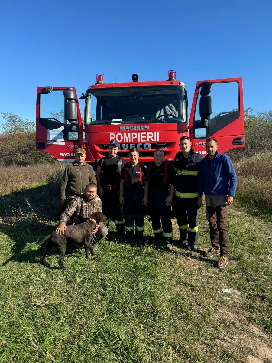Pompierii din Ineu au salvat un câine căzut într-o fântână adâncă de 17 metri