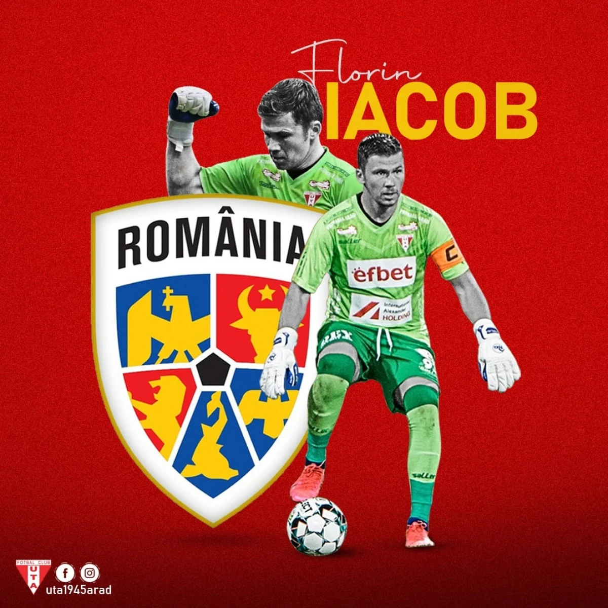 Portarul UTA-ei, Florin Iacob merge la naţională! Ionuţ Radu - blocat de carantina Interului