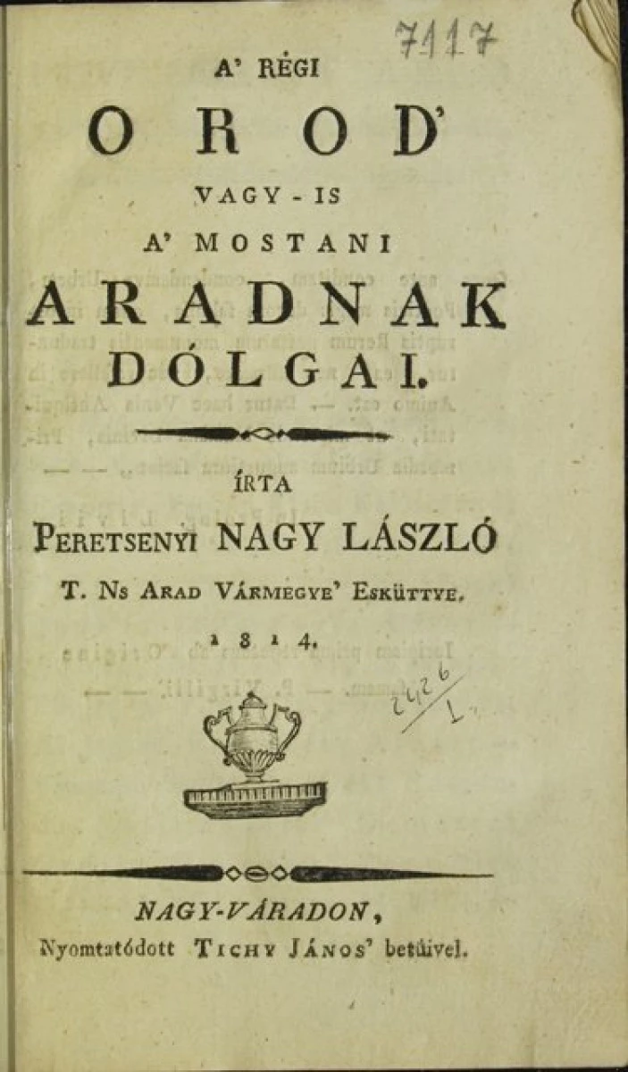 Prima monografie tipărită a Aradului, în Colecția Specială a Bibliotecii județene Arad
