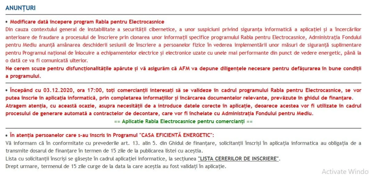 Programul rabla pentru electrocasnice începe cu o amânare