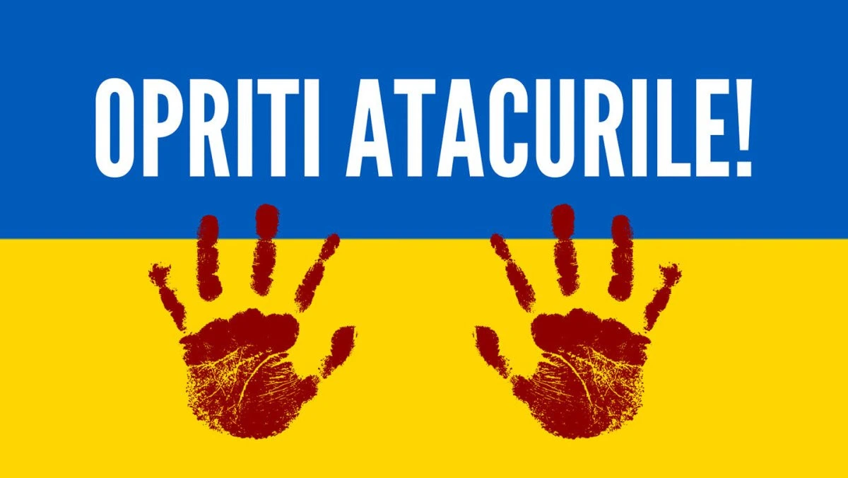 Protest împotriva lui Putin și a războiului din Ucraina, în Piața Avram Iancu