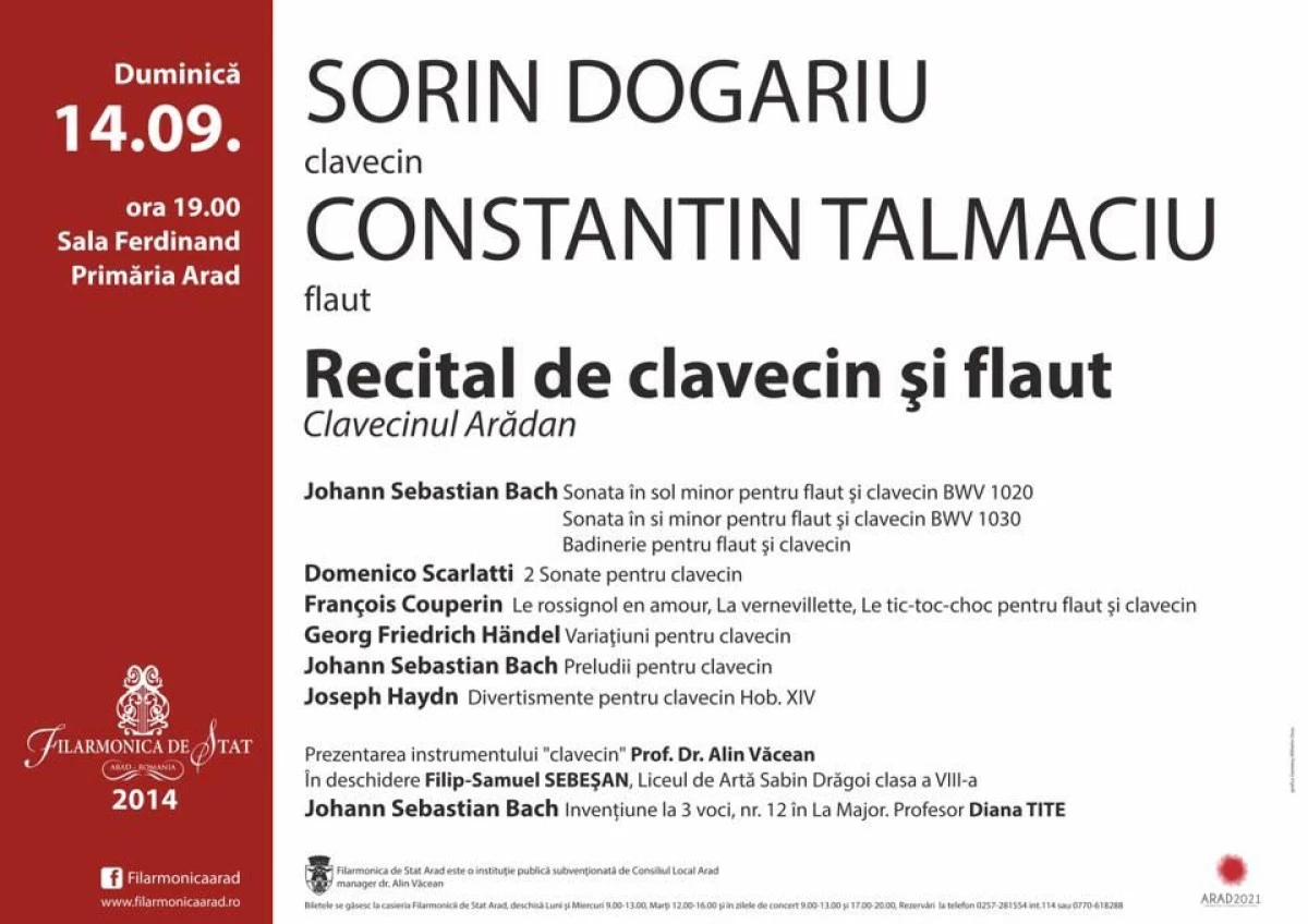 RECITAL EXTRAORDINAR IN SALA FERDINAND A PRIMARIEI ARAD