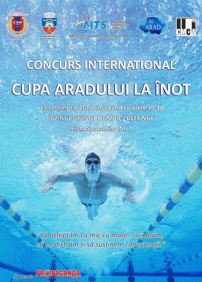 SÂMBĂTĂ SE DESFĂŞOARĂ CUPA ARADULUI LA ÎNOT