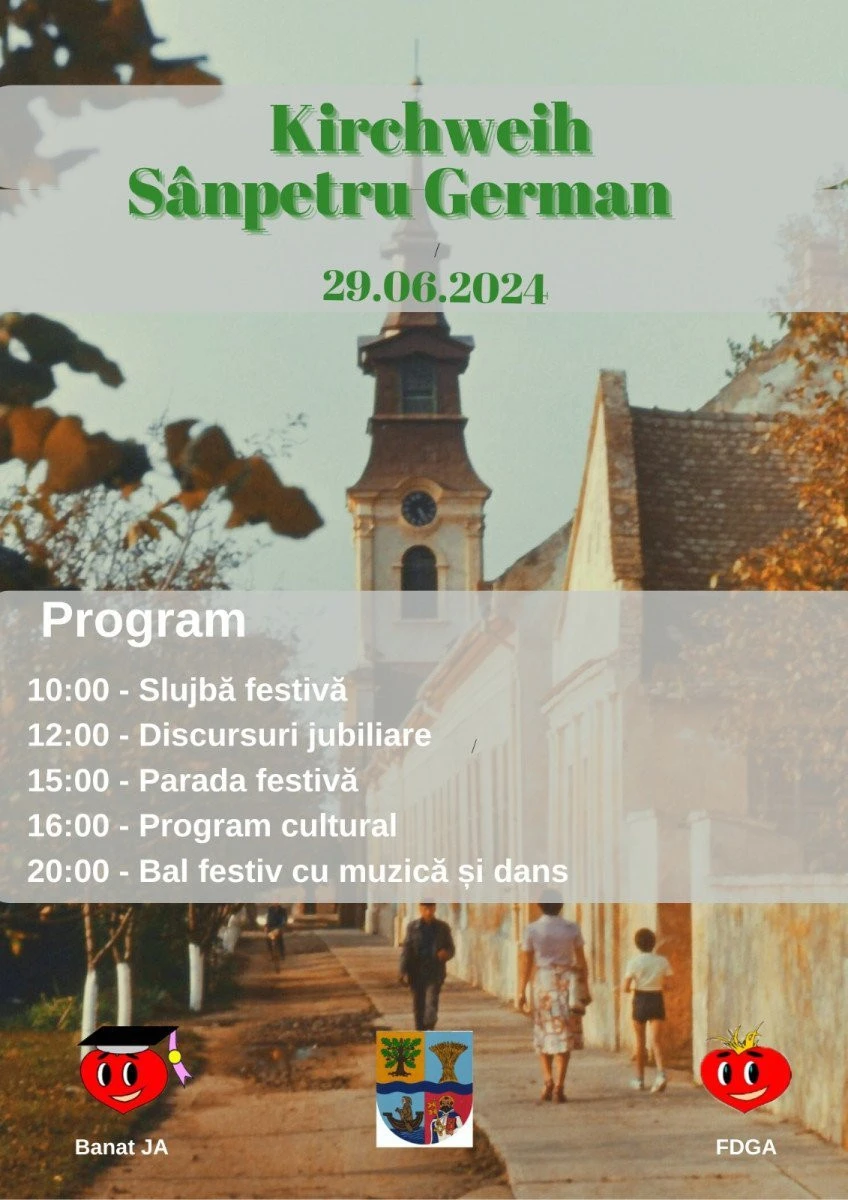 Sărbătoare în Sânpetru German: 300 de ani de la atestarea șvabilor şi 250 de ani de la sfinţirea Bisericii Romano-Catolice