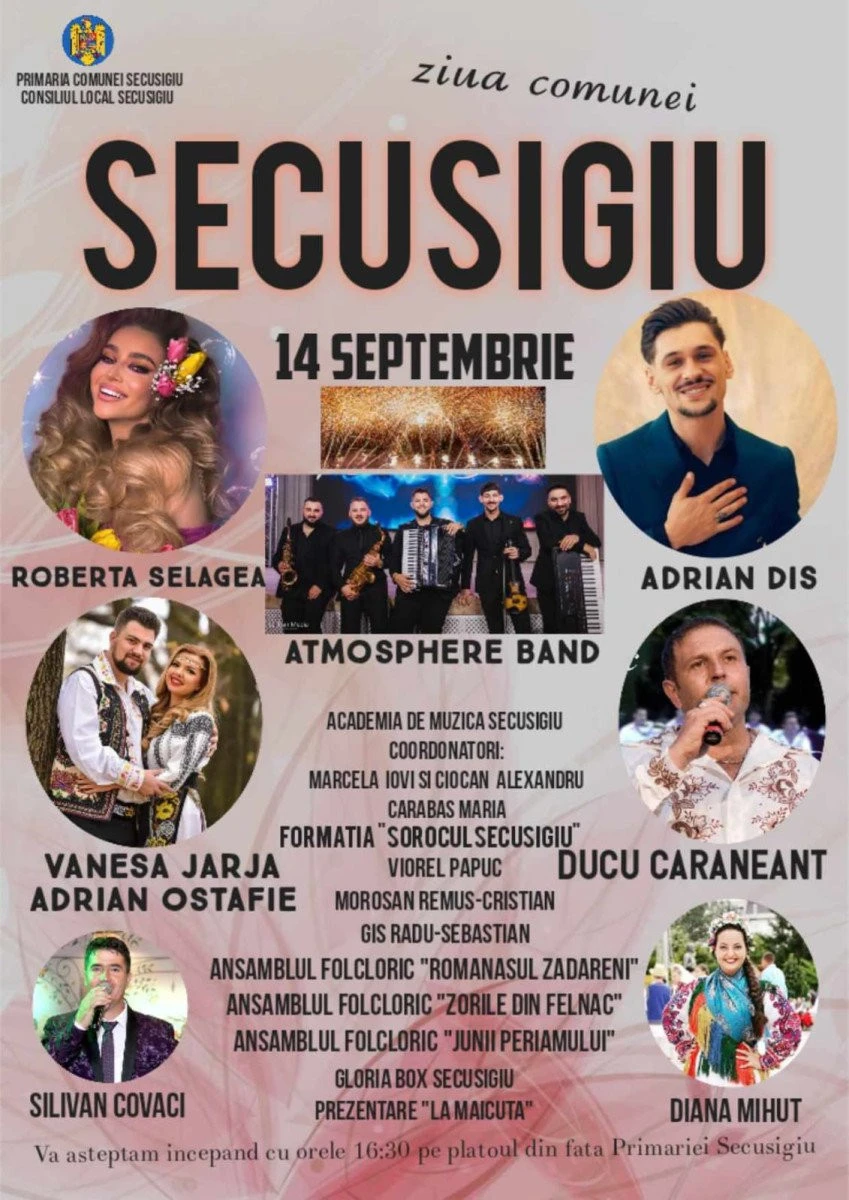 Sărbătoarea comunei Secusigiu va avea loc în 14 septembrie