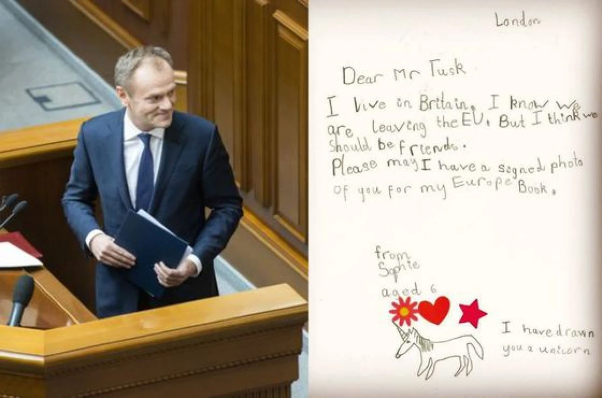 Scrisoarea virală scrisă de o fetiță din Londra lui Donald Tusk