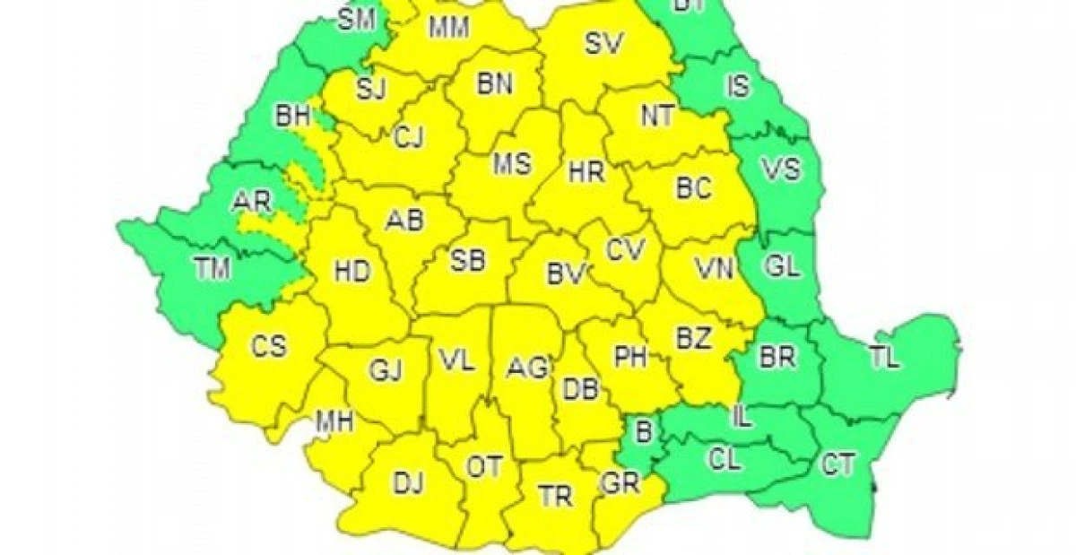 Se întorc ploile! Cod galben pentru județul Arad