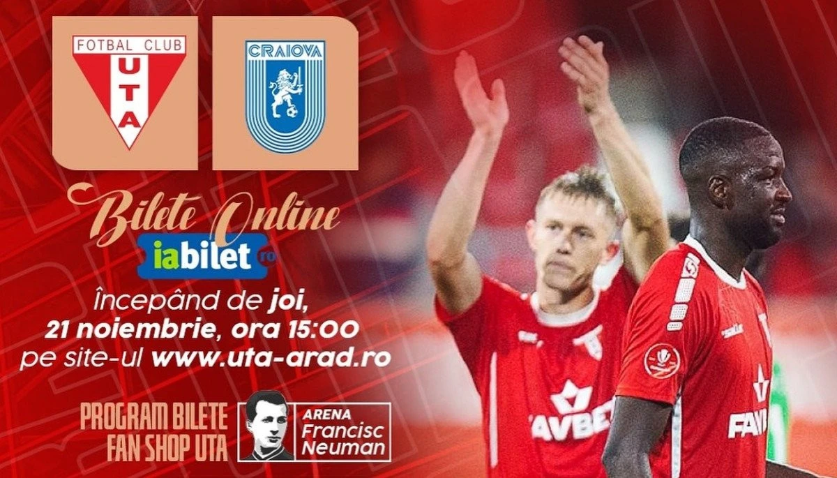 Se pun în vânzare biletele pentru UTA - Universitatea Craiova! Vezi programul și prețurile