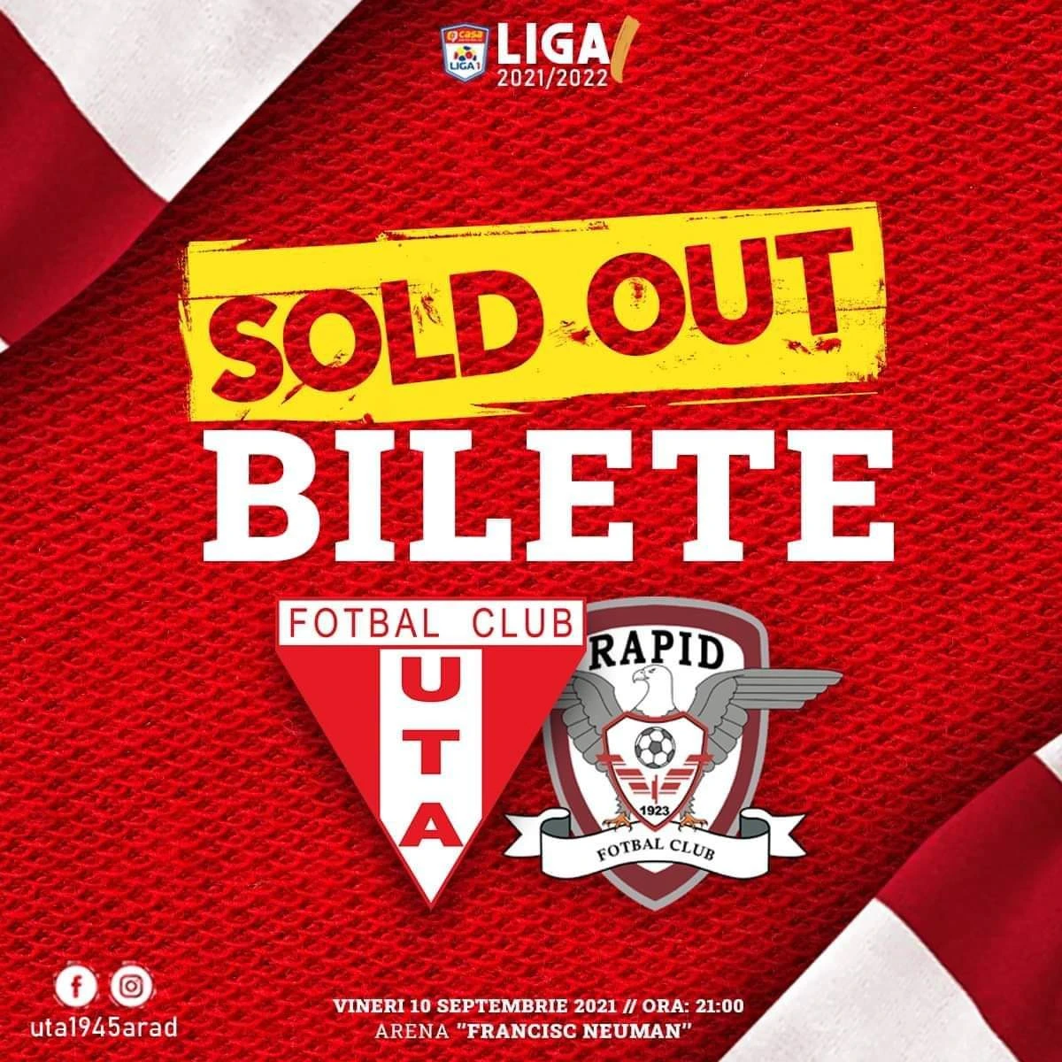SOLD OUT la UTA - Rapid, după doar prima zi! Suporterii arădeni pregătesc o coregrafie spectaculoasă