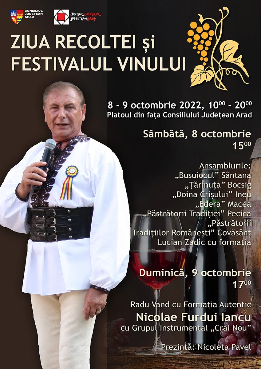 Spectacole folclorice de excepție, cu prilejul Festivalului Vinului și a Zilei Recoltei