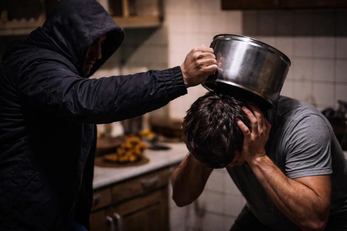 Tâlhărie ca-n filme la Lipova. Agresorul a intrat noaptea peste victimă și i-a dat cu o oală în cap