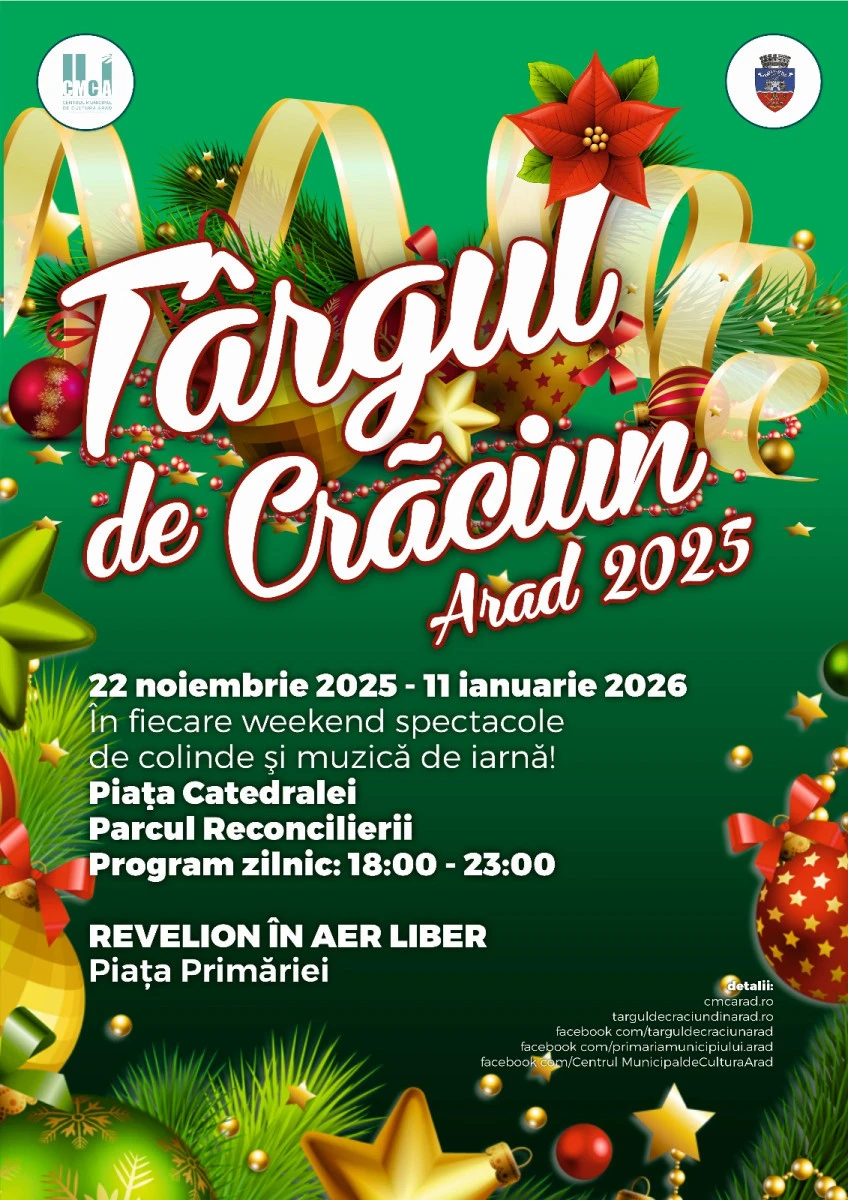 Târgul de Crăciun din Arad se deschide în 22 noiembrie