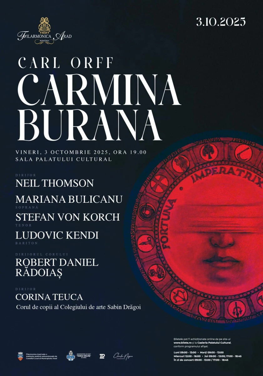 Tenorul ȘTEFAN von KORCH deschide stagiunea Filarmonicii Arad cu „Carmina Burana”